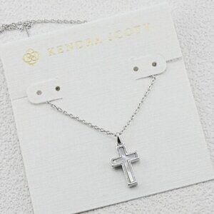 🎁Kendra Scott Mother-of-Pearl Cross Silver Pendant Necklace